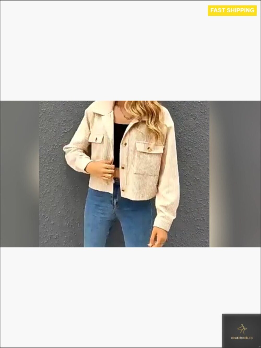 Cropped Corduroy Shacket Jacket Button Down Long Sleeve Casual Chic Oversized - Picture 7 of 7